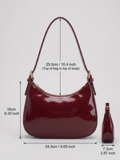 Burgundy Patent Leather Shoulder Bag