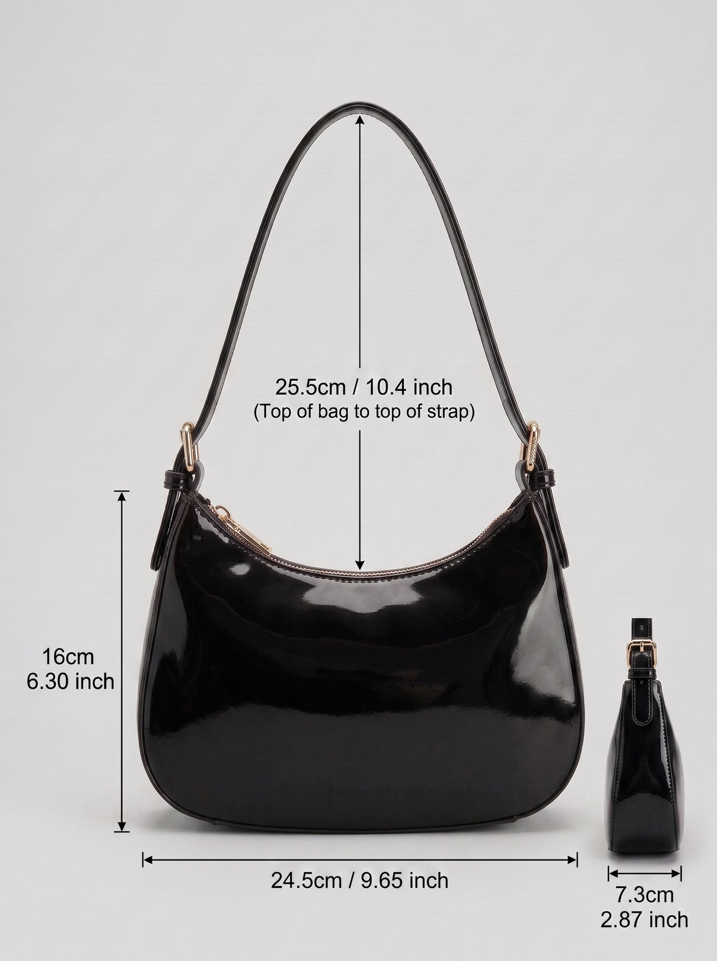 Burgundy Patent Leather Shoulder Bag
