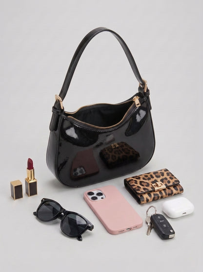 Burgundy Patent Leather Shoulder Bag