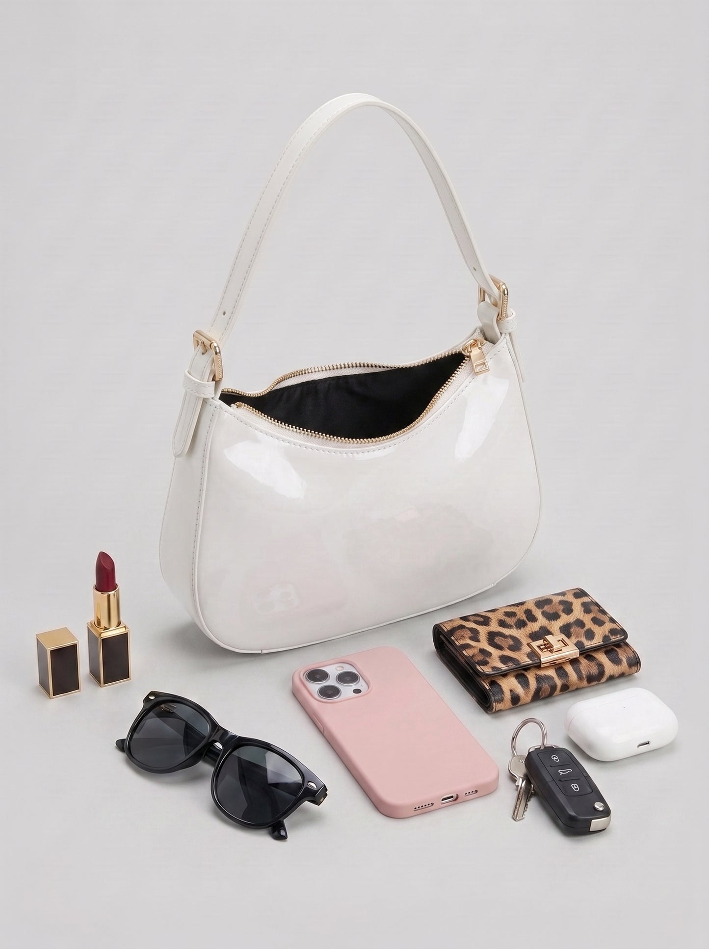 Burgundy Patent Leather Shoulder Bag